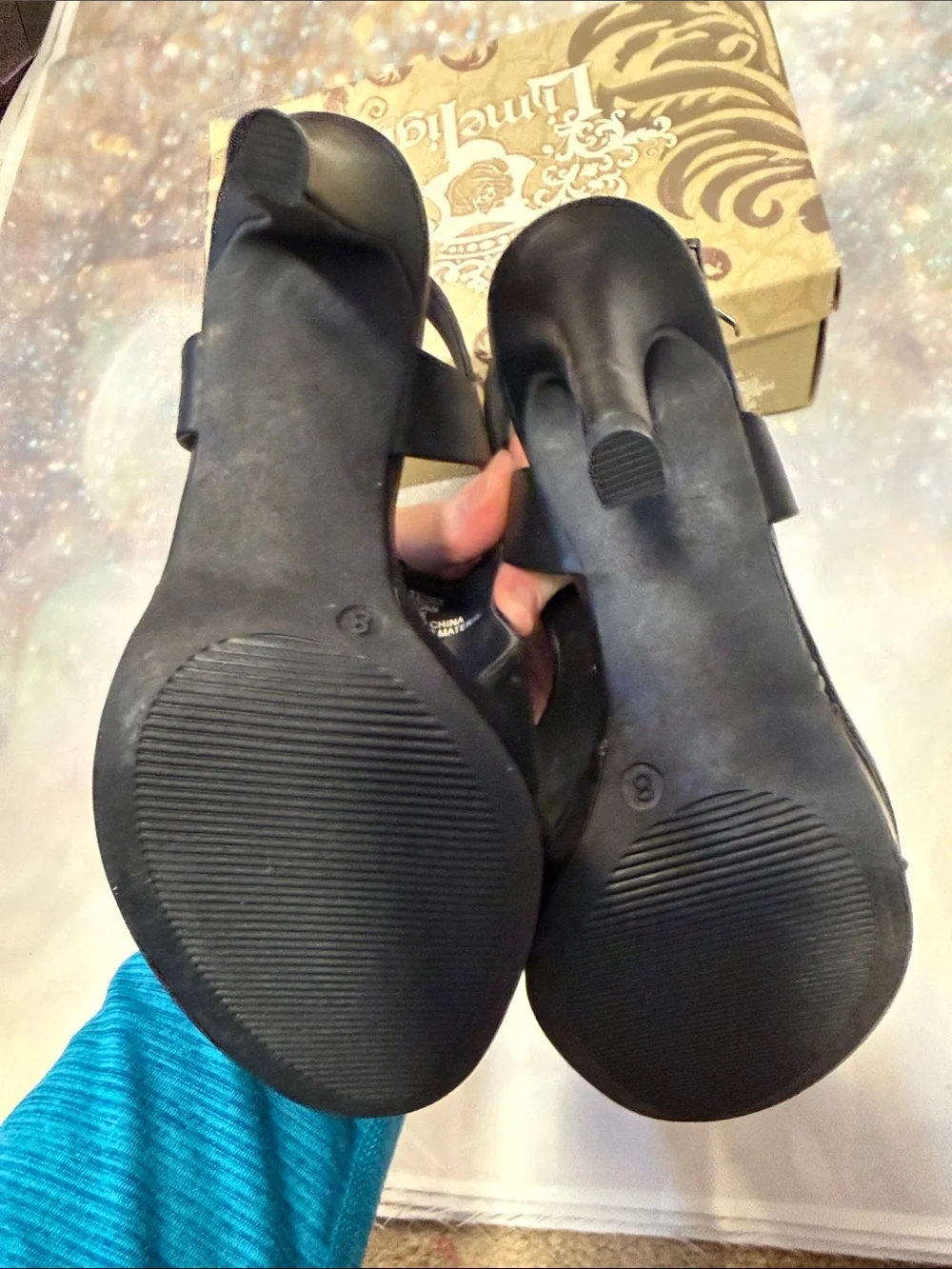 Limelight Black Crisscross Slingback Heels size 8